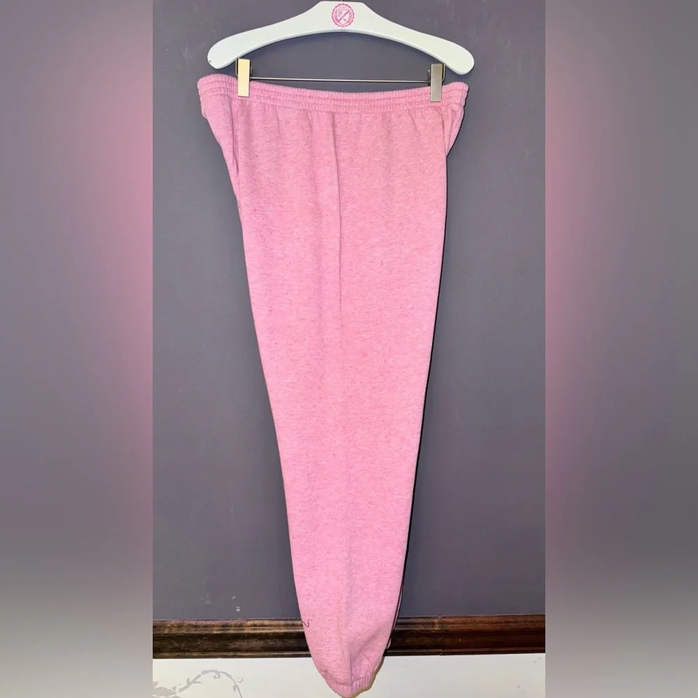 VS PINK VINTAGE 2013 Y2K SKINNY JOGGER SWEATPANTS SPECKLED PINK SCRIPT LOGO HTF - Picture 4 of 8